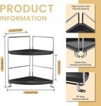 2-Tier Bathroom Organizer Countertop Corner - Makeup Organizer Cosmetic Perfume Holder Bedroom Storage Shelf or Kitchen Spice Rack (Chrome + Black)