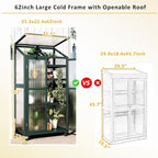 Sturdy Wooden Greenhouse for Balcony or Backyard Use with Rolling Wheels and Adjustable Shelving for Plant Growing (Green + Solid Wood + Wood)