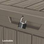 Outdoor Storage Box Waterproof, 35 Gallon Lockable Resin Deck Box Small, Patio Storage Bin for Pool Accessories Cushion Furniture, Garden Tools, UV-Resistant Outside Delivery Grey