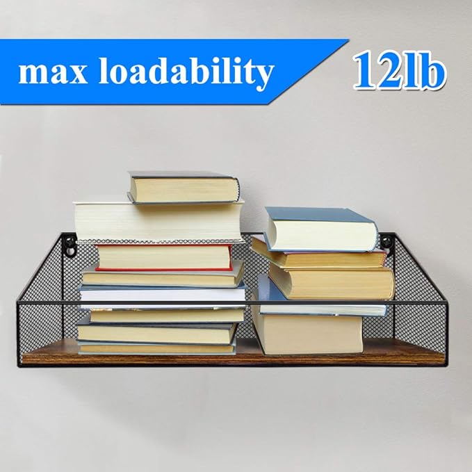 Schliersee Floating Shelves Wall Mounted Mesh Storage Shelf Set for Bathroom, Bedroom, Kitchen, Living Room, Office, 3 Packs