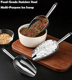 Set of 1 Ice Scoop, Stainless Steel Kitchen Ice Scoop for Canisters or Ice Maker, Food Scoops for Canisters, Freezer, Flour, Dry Foods, Coffee Beans, Pop Corn, Pet Dog Cat Food (Stainless Steel-M)