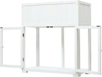 35.4'' x 17.7'' x 37.4'' Wooden Cold Frame with Double Doors and Wheels, Raised Garden Bed with Liner for Outdoor and Indoor Plants, White