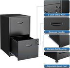 2 Drawer File Cabinet with Lock, Metal File Cabinets for Home Office, Two Drawer Locking Filing Cabinet, Small File Cabinet for Under Desk for Hanging Letter Size, Black, Assembly Required