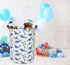 Shark Kids Laundry Basket Baby Hamper Shark Toy Storage Bin for Boys Room Decor Baby Nursery Hamper Gift Baskets for Bedroom Bathroom(Blue Shark)