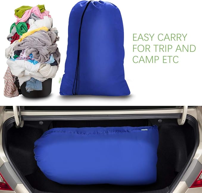 OTraki 24x32 Inch Laundry Bags XL Travel Laundry Bag Machine Washable Dirty Clothes Organizer with Drawstring Closure Heavy Duty Laundry Storage Bags, Drying Do Not Exceed 176℉ Blue