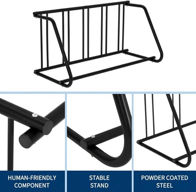 Floor Bike Rack,Single-Side 5-Bike Rack 60" L,Grid Bike Rack In Ground,Freestanding Bicycle Floor Parking Stand,Stand Bike Racks for Garages Streets Yards Bike Events