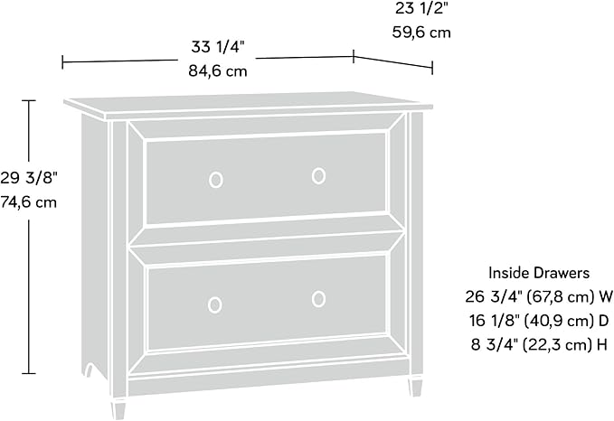 Sauder Edge Water 2 Drawer Lateral Filing Cabinet, Office File Cabinet, in Estate Black finish