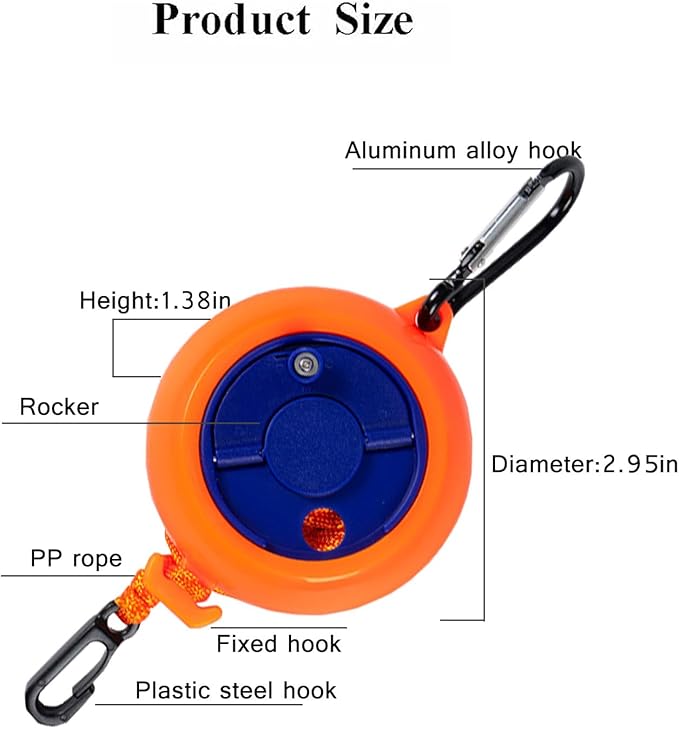 Retractable Camping Clothesline, Adjustable Travel Laundry Rope, Heavy Duty Washing Line with 20 Clothespins & 10 Stoppers for Indoor/Outdoor, Camping, Travel, Courtyard, 33ft (Orange)