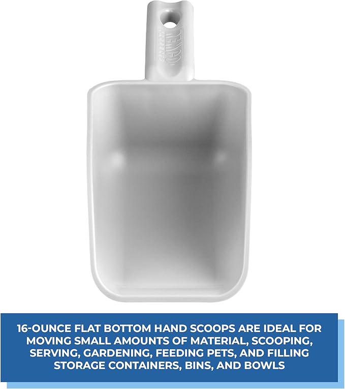 Vikan Remco 63005 Color-Coded Plastic Hand Scoop - BPA-Free Food-Safe Kitchen Utensils, Restaurant and Food Service Supplies, 16 oz, White (Pack of 3)