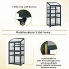 Sturdy Wooden Greenhouse for Balcony or Backyard Use with Rolling Wheels and Adjustable Shelving for Plant Growing (Green + Solid Wood + Wood)