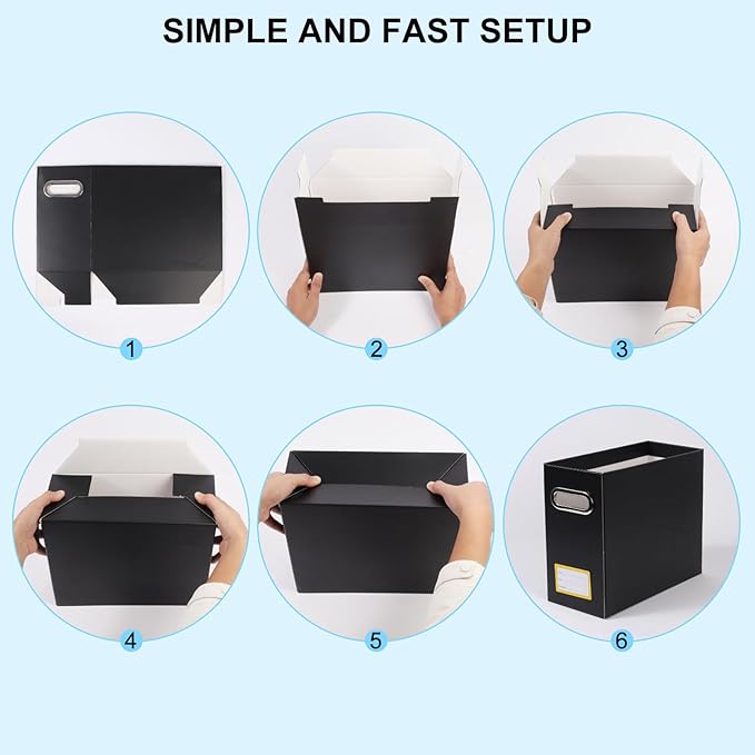 Collapsible File Organizer Box with Handle,12.20x5.11x9.84Inches, Filing Organizer for Home or Office, Small Portable File Box (1 Pack, Black-Yellow)