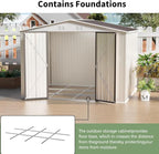 Heavy-Duty Outdoor Garden Shed with Aluminum Alloy Frame, Hinged Door, and Stable Foundation for Secure Storage (10x8 Feet White Garden Shed with Metal Base)