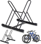 Japard Dual Bicycle Stand for Mountain, Road, or Kid’s Bikes, Floor Stand Instant Versatile Pro Quality Bike Rack, Fits 2.7 Inch Extra Wide Tire Width, Garage for 2 Bikes
