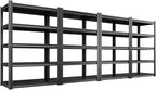 4 Pack Heavy Duty 5-Tier Garage Shelving Unit (2500 LBS Capacity)–71.2"H x 35"W x 16"D Adjustable Metal Storage Rack, Industrial Steel Utility Shelves for Garage, Pantry, Warehouse, and Basement Black