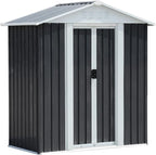 Heavy-Duty Outdoor Garden Shed with Aluminum Alloy Frame, Hinged Door, and Stable Foundation for Secure Storage (5x3 Feet Grey with Metal Base)