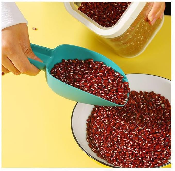 Set of 3 Ice Scoop, Plastic Kitchen Ice Scoop for Canisters or Ice Maker, Food Scoops for Canisters, Freezer, Flour, Dry Foods, Coffee Beans, Pop Corn, Pet Dog Cat Food (Blue)