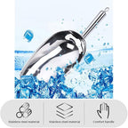 Set of 1 Ice Scoop, Stainless Steel Kitchen Ice Scoop for Canisters or Ice Maker, Food Scoops for Canisters, Freezer, Flour, Dry Foods, Coffee Beans, Pop Corn, Pet Dog Cat Food (Stainless Steel-L)
