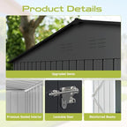 12' x 10' XL Outdoor Storage Shed, Sturdy Metal Building w/Floor and Operable Window for Garden, Backyard, Poolside and Lawn, Black