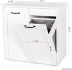 Tilt Out Laundry Sorter Cabinet with 2 Removable Liner Bags,Divided Laundry Hamper Cabinet with Semi-Circular Metal Handle and Barn Door for Space Saving (Style-02)
