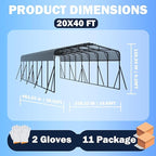 20X40 FT Large Metal Carport, Heavy Duty with Reinforced Galvanized Carports, Feature Weather Resistant Shelter Carport Canopy, Oversized Car Port for Boats, Cars, Trucks, and Tractors