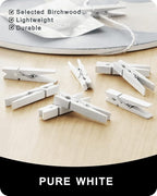 Colored Clothespins, Colorful Clothes Pins Wooden Clips Rainbow Colors 50 Pack Decorative Crafts Pegs Photos Pictures Decoration Clip Clothing Hanging Closepins, 2.83 Inch (White)