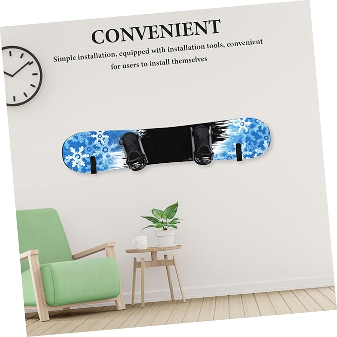 1 Set Sleek Ski Wall Rack and Coat Hooks Wall Mounted Skateboard Hook Space Saving Design for Easy Installation Any Surface for Organizing Snowboards and Skate Decks