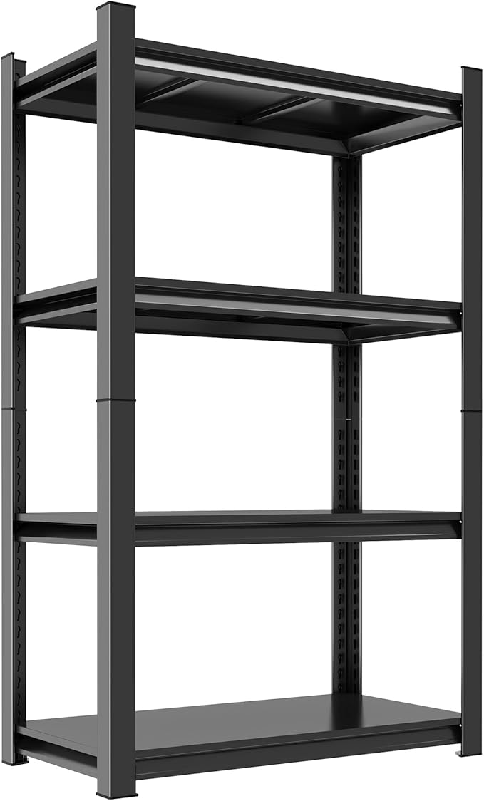 4 Tier Shelving Unit, Heavy Duty Garage Storage Shelves, Adjustable Metal Utility Shelf for Basement, Garage Organization, 24" W x 12" D x 53.4" H
