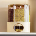 Premium 6-Grid Rotating Food Dispenser with Sealed Lid – 360° Rotation Grain Storage Container for Rice, Beans, Cereal, Peanuts, Barley, and More – Kitchen Pantry Organizer