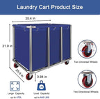Commercial Laundry Cart with Wheels, 470L Industrial Rolling Laundry Basket, Large Heavy Duty Laundry Sorter with Watertight Oxford Bag & Sturdy Steel Frame for Home, Hotel, Hospital, 440 lbs (Blue)