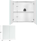 Yaheetech Bathroom Mirror Cabinet, Medicine Cabinet with 2 Frameless Mirrored Doors, Wall-Mounted Storage Cupboard with Adjustable Shelf for Living Room, Laundry Room, Mudroom