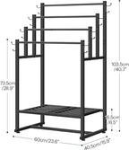 HOOBRO 4-Tier Free Standing Towel Rack for Bathroom, Blanket Rack Stand, 23.6" L x 15.9" W x 40.7" H, Freestanding Quilt Stand, Blanket Display Holder for Bedroom, Industrial Style, Black BK07LB01