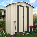 Heavy-Duty Outdoor Garden Shed with Aluminum Alloy Frame, Hinged Door, and Stable Foundation for Secure Storage (5x3 Feet White)