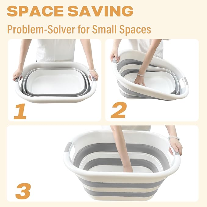 43L(11.5Gallon) Collapsible Laundry Baskets Plastic, Pop Up Laundry hamper/Storage Container, Foldable Laundry Basket with Large Capacity,Sturdy,Space Saver (Grey, 2 Packs)