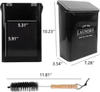 DreamsEden Laundry Lint Bin with Brush, Magnetic Wall Mount Container, 7 x 10 inch Steel Lint Collector 3.5L Storage Holder Organizer for Dryer Sheets Wool Balls Laundry Pods (Black)