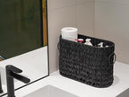 Black Toilet Paper Storage Basket,Large Free Standing Toilet Paper Organizer,Waterproof Narrow Wicker Basket for Bathroom,Under Sink,or Cabinet