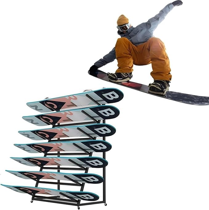 Metal Snowboard Storage Rack - Triangle Freestanding Ski Organizer for Garage & Home Gym, Multi-Layer Holder (4/5/6 Layers) for Efficient Equipment Storage
