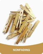 Colored Clothespins, Colorful Clothes Pins Wooden Clips Rainbow Colors 50 Pack Decorative Crafts Pegs Photos Pictures Decoration Clip Clothing Hanging Closepins, 2.83 Inch (Gold)