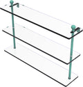 Allied Brass MA-5/22-SFG Mambo Collection 22 Inch Triple Tiered Glass Shelf, Sea Foam Green