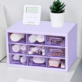 Desk Storage Organizer with 9 Drawers, Clear Plastic Storage Cabinet, Stackable Desk Storage Box for Makeup Office Craft Hardware Art Supplies,9.8x6.3x5.9inch(Purple)