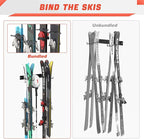 WALMANN Garage Ski Rack, Indoor Ski Hangers for Garage Ski Storage Wall Mounted Ski Holder Holds Up to 8 Pairs of Skis