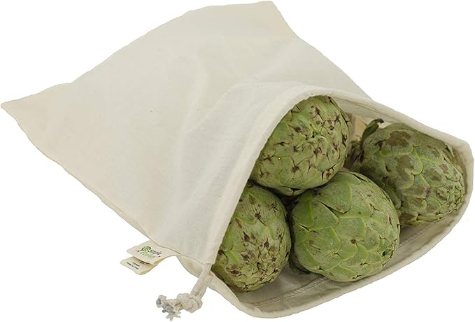 Simple Ecology Reusable Grocery Produce Shopping and Storage Bags, Organic Cotton Muslin, Medium 3 pack