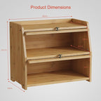 Large Bread Box for Kitchen Countertop, Double Layer Breadbox for Homemade Loaf Bread, Farmhouse Bread Storage Container Bin for Kitchen Counter Pantry Cupboard (Natural Bamboo)