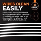 Plastic Clothesline - 50' Clothes Line - White Outdoor Weather Resistant - Synthetic Cord for Hanging and Drying Clothing & Laundry - Plastic Rope Clothes Line String for Pulley