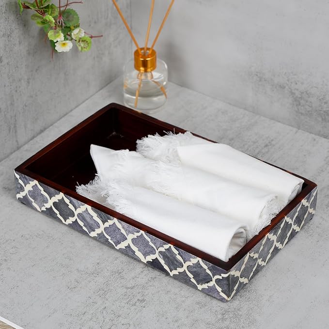 Handicrafts Home 10x6 Grey Small Bathroom Tray, Vanity Organizer for Perfume & Cosmetics, Kitchen Counter, Bathroom Tray, Guest Towel Holder, Decorative Napkin Holder, Bathroom Countertop Storage