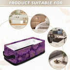 Bathroom Storage Bins Collapsible Rectangular Basket Versatile Cabinet Organizer Modern Fabric Toilet Paper Basket for Home Living Room Office Decor, Dark Violet Boho Flower