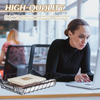Yeaqee 3 Pcs Letter Tray Wire Paper Trays Stackable File Desk Organizer Metal File Paper Holder Basket for Desk Desktop Letter Storage for Office Home Classroom School (Black,14'' X 10'' X 3'')