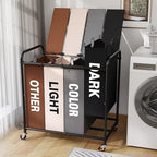 4-Compartment Laundry Cart with Lockable Wheels & Lid 180L Large Wheeled Laundry Basket Heavy-Duty Sorting Organizer for Laundry Room (Multicolor)