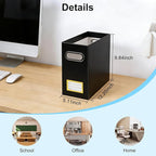Collapsible File Organizer Box with Handle,12.20x5.11x9.84Inches, Filing Organizer for Home or Office, Small Portable File Box (2 Packs, Black-Yellow)
