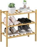 3-Tier Bamboo Small Shoe Rack, Free Standing Wood Shoe Shelf Storage Organizer for Closet Entryway Stackable (Natural)