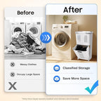 2 Tier Laundry Hamper Basket Sorter with Wheels&Handle,Movable Household Laundry Basket,Large Hand-Held Laundry Basket Clothes Storage Organizer for Bathrooms Bedrooms